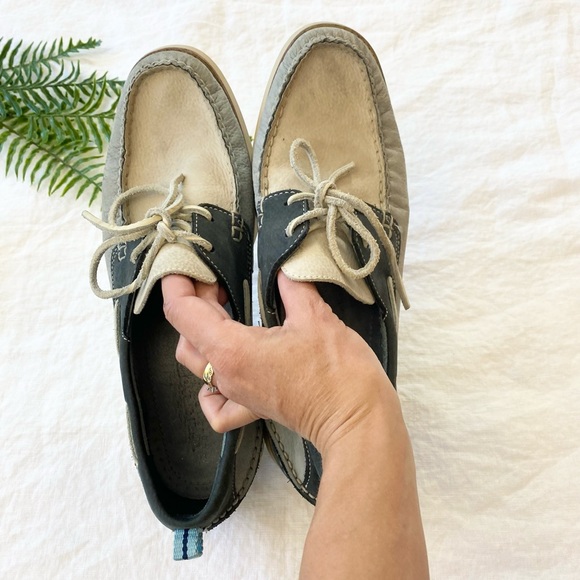 SPERRY Top-Sider Blue & Grey Leather Boat Shoes - Picture 7 of 14